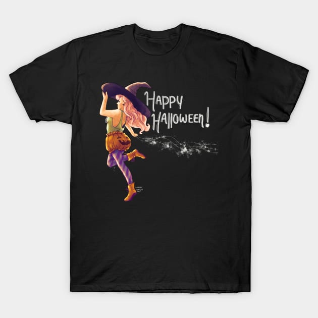 Happy Halloween Witch T-Shirt by SarahWrightArt